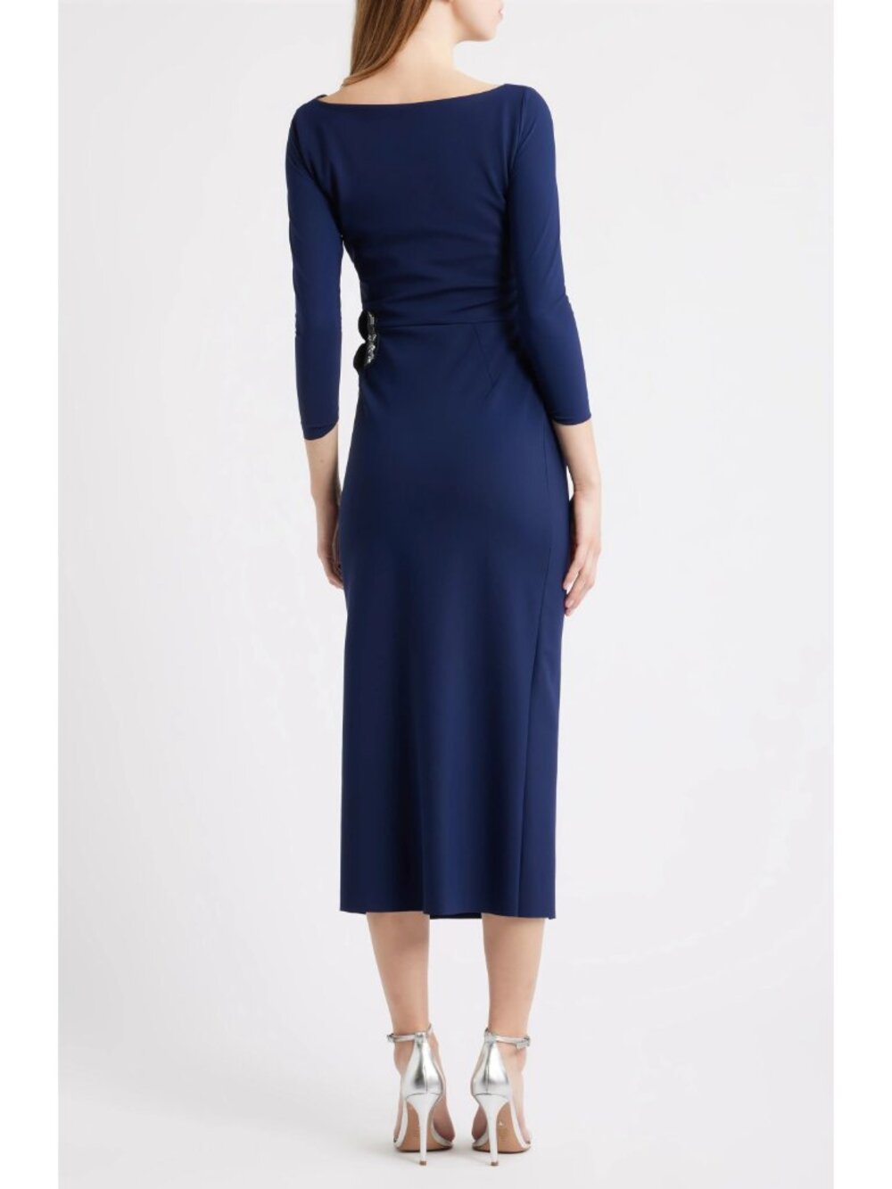 🆕CHIARA BONI Onori Sequin Applique Midi Dress 6 Navy Blue - Picture 3 of 13